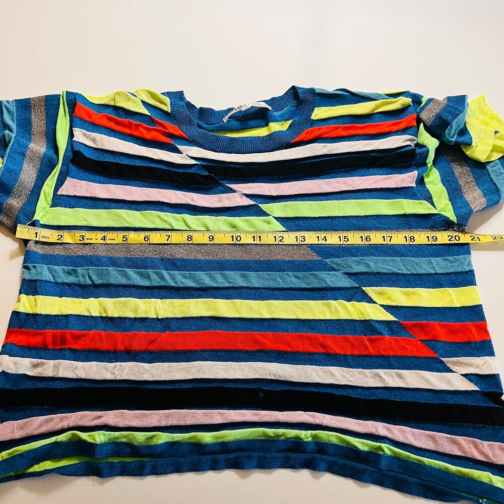 Replica Los Angeles Multicolored Striped Boyfriend Crew Neck Top  Size Medium - Picture 6 of 7